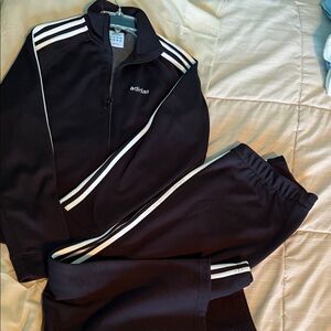 Women’s Adidas Classic Black & White Track Jacket and Pants, Sz M